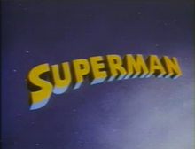 superman écrit en caractères jaunes de l'air avec un fond bleu