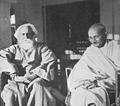 Rabindranath Tagore, the first Asian Nobel Laureate, with Gandhi, both of whom took courses at UCL Tagore Gandhi.jpg