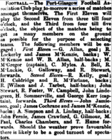 The Port Glasgow F.C. first three XIs, Greenock Telegraph and Clyde Shipping Gazette, 19 October 1877 The Port Glasgow F.C. first three XIs, Greenock Telegraph and Clyde Shipping Gazette, 19 October 1877.png