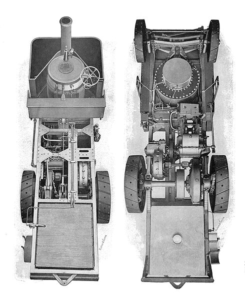 Early Thornycroft Steam wagon, above and below