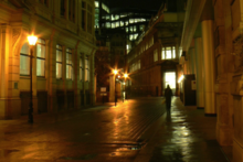 On Throgmorton Avenue is the London office of the world's largest fund manager, BlackRock. Throgmorton Avenue, London at night.png