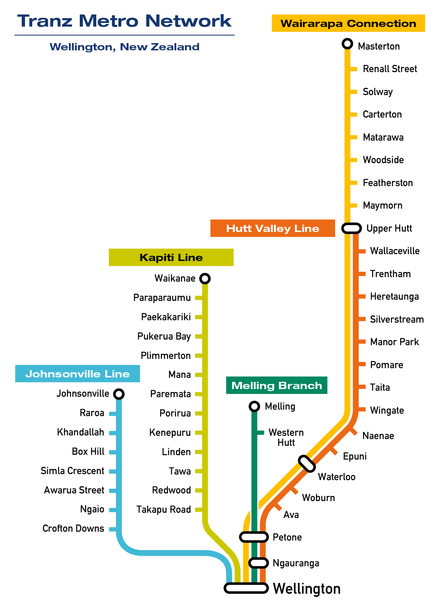 Wellington rail network map