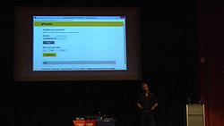 Hunt speaking about application security at OWASP's AppSec EU conference in 2015. Troy Hunt - 50 Shades of AppSec still frame.jpg