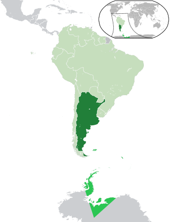 Situació de l'Argentina a Amèrica del Sud, les Illes Malvines, l'Antàrtida Argentina i altres territoris reclamats i situació comparativa en un planisferi de tot el planeta