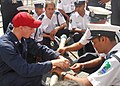US Navy 100223-N-8463W-081 Damage Controlman 3rd Class Adam Bequette, left, instructs members of the Mauritian National Coast Guard Police Force on soft patching techniques aboard the guided-missile frigate USS Nicholas (FFG 47.jpg