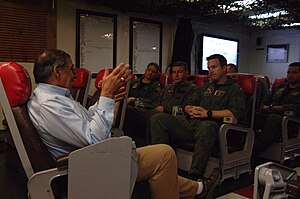 US Navy 120121-N-NC372-343 Secretary of Defense (SECDEF) Leon Panetta speaks to pilots assigned to the Checkmates of Strike Fighter Squadron (VFA) .jpg