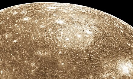 Callisto's Valhalla impact crater as seen by Voyager.