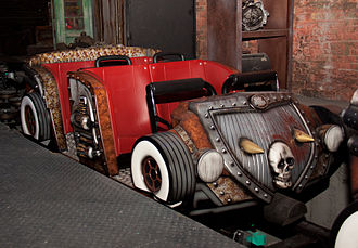 One of the highly themed cars used on Van Helsing's Factory at the station Van-Helsings-Factory-Car.jpg