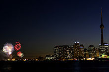 Fireworks during Victoria Day celebrations in Toronto Victoria Day Toronto.jpg