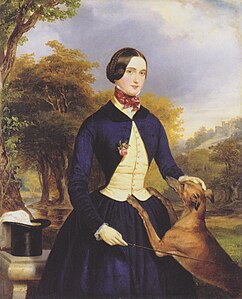 Portrait of a woman as an Amazon, with her greyhound label QS:Len,"Portrait of a woman as an Amazon, with her greyhound" label QS:Lpl,"Portret damy jako amazonki z chartem" label QS:Lde,"Portät einer Frau als Amazone, mit ihren Windhund" 1839