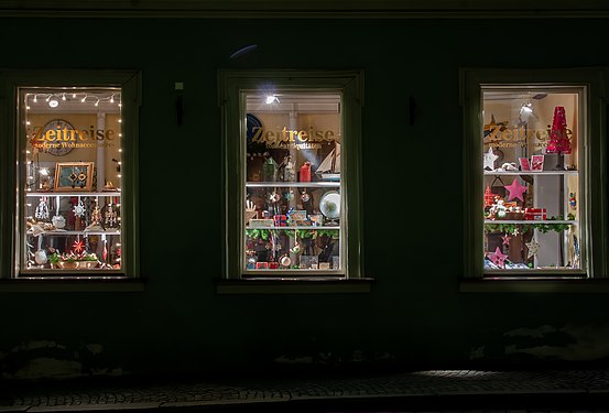Christmas decoration in a shop window in Bamberg