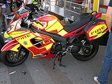 The Triumph Sprint ST 1050 fire bike of the West Sussex Fire and Rescue Service. West Sussex Fire and Rescue Service fire bike.jpg