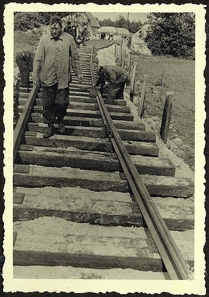 File:Westerbork, Holland, Construction of railway tracks leading to the camp 5.jpg