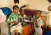 Boys making clothes