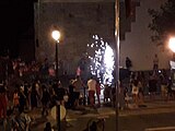 Zezensuzko (brau de foc) a les festes del Salvador a Getaria.Getariako Zezensuzkoa Salbatore jaietan.