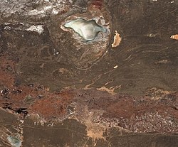Zhailaukol (below) and Buralkynyn Tuzy (above) Sentinel-2 image