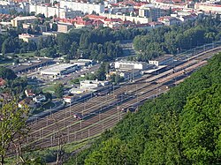 Zvolenin rautatieaseman aluetta.