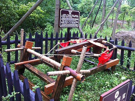 Modern recreation of a mounted triple bow crossbow
