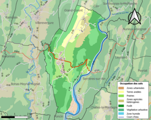 Barevná mapa znázorňující využití půdy.