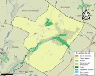 Kolorowa mapa przedstawiająca zagospodarowanie terenu.