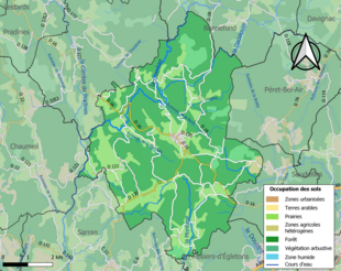 Barevná mapa znázorňující využití půdy.