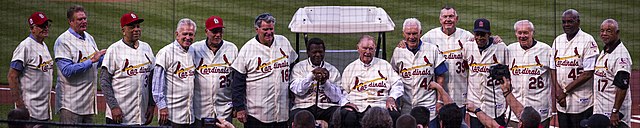 Members of the 1967 Cardinals team in May 2017