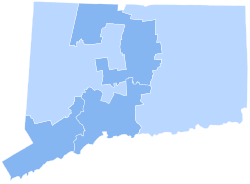 2016 United States presidential election in Connecticut results by congressional district.svg