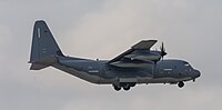 A US Air Force MC-130J Commando II, tail number 10-5714, on final approach at Kadena Air Base in Okinawa, Japan. It is assigned to the 1st Special Operations Squadron at Kadena AB.