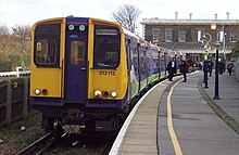 Class 313 waiting to depart a few days before the station closed. 313113 North Woolwich.jpg