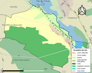 Carte en couleurs présentant l'occupation des sols.