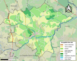 Kolorowa mapa przedstawiająca użytkowanie gruntów.