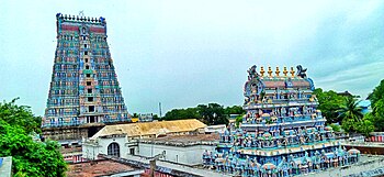 Srivilliputhur Andal temple is the official symbol of the Government of Tamil Nadu ANDAL TEMPLE AND VADAPATHRASAY.jpg