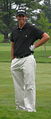 Aaron Baddeley waiting to hit his second shot on the 4th hole of the Congressional Country Club during the Earl Woods Memorial Pro-Am prior to the 2007 AT&T National tournament.