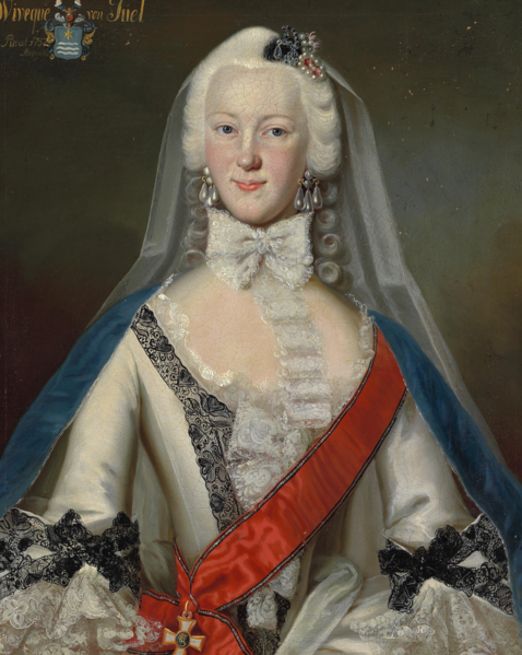 File:Andreas Brünniche - Portræt af Vibeke Margrethe Juel, priorinde på Vallø Slot - 1752.png