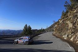 Andreas Mikkelsen and Anders Jaeger-Synnevaag in a hairpin bend. Andreas Mikkelsen Monte Carlo 2018.jpg