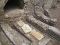 Andesitas volcánicas utilizadas en la construcción del anfiteatro romano de Cartagena.