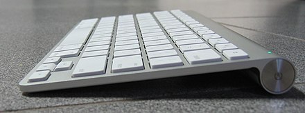 The wireless keyboard matches the Apple Keyboard's slim profile