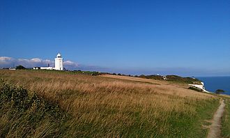 Approaching the lighthouse from the pathway from Dover. Approaching South Foreland Lighthouse from Dover.jpg