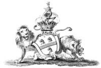 Arms of Fermor: Argent, a fess sable between three lions' heads erased gules Arms of the Earl of Pomfret.png