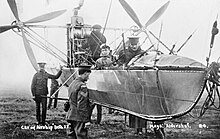 Usborne in the gondola of the airship Beta II, 1913