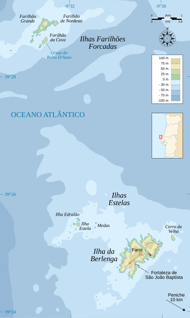 Mapa de las islas Berlengas