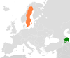 Location map for Azerbaijan and Sweden.