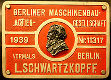 Company plate on a steam locomotive BMAG.jpg