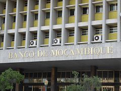 Lettering of the bank at the headquarters in Maputo