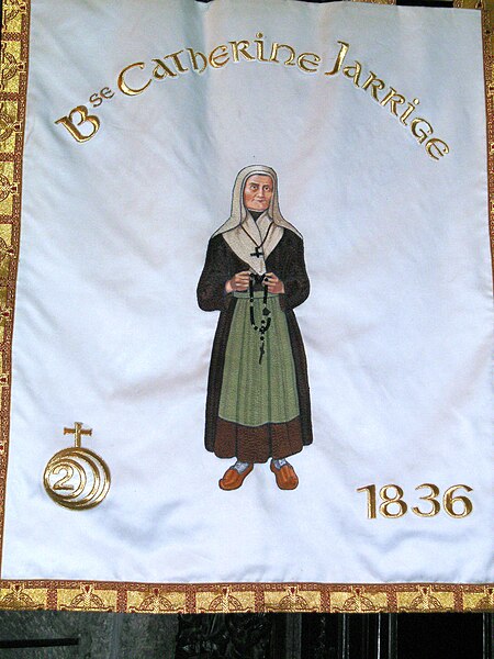 Banner showing the Blessed Catherine Jarrige in Notre-Dame-des-Miracles.