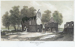 Basingwerk Abbey (1845) from the southwest Basingwerk Abbey (S.W. View) 1845.jpeg