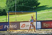 Deutsch: Beachhandball Europameisterschaften 2019 (Beach handball Euro); Tag 4: 5. Juli 2019 – Frauen, Viertelfinale, Niederlande-Griechenland 2:1 (25:12, 18:24, 7:6) English: Beach handball Euro; Day 4: 5 July 2019 – Quarter Final Women – Netherlands-Greece 2:1 (25:12, 18:24, 7:6)