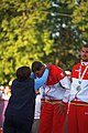 Deutsch: Beachhandball bei den Olympischen Jugendspielen 2018 in Buenos Aires; Tag 7, 13. Oktober 2018; Medaillenzeremonie Jungs - Gold: Spanien, Silber: Portugal, Bronze: Argentinien English: Beach handball at the 2018 Summer Youth Olympics in Buenos Aires at 13 October 2018 – Medal Ceremony Boys - Gold: Spain, Silver: Portugal, Bronze: Argentina Español: Handball de playa en los Juegos Olimpicos de la Juventud Buenos Aires 2018 en 13 de octubre de 2018 – Medalla Ceremonia para niños - Oro: España, Plata: Portugal, Bronce: Argentina