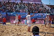 Deutsch: Beachhandball bei den Olympischen Jugendspielen 2018 in Buenos Aires; Tag 7, 13. Oktober 2018; Jungen, Halbfinale – Spanien-Kroatien 2:1 English: Beach handball at the 2018 Summer Youth Olympics in Buenos Aires at 13 October 2018 – Boys Semifinal – Spain-Croatia 2:1 Español: Handball de playa en los Juegos Olimpicos de la Juventud Buenos Aires 2018 en 13 de octubre de 2018 – Semifinales de chicos - España-Croacia 2:1