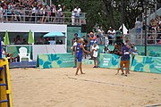 Deutsch: Beachvolleyball bei den Olympischen Jugendspielen 2018; Tag 11, 17. Oktober 2018; Jungen,Finale – Niederlande (Matthew Immers/Yorick de Groot)-Schweden (David Åhman/Jonatan Hellvig) 0:2 (20–22/15–21) English: Beach volleyball at the 2018 Summer Youth Olympics at 17 October 2018 – Final – Netherlands (Matthew Immers/Yorick de Groot)-Sweden (David Åhman/Jonatan Hellvig) 0:2 (20–22/15–21)